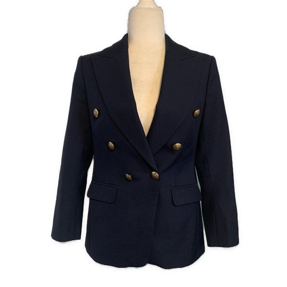 Banana Republic Icon Captain Blazer Navy Blue Lion Gold Buttons 2 Petite Xs - Picture 6 of 10